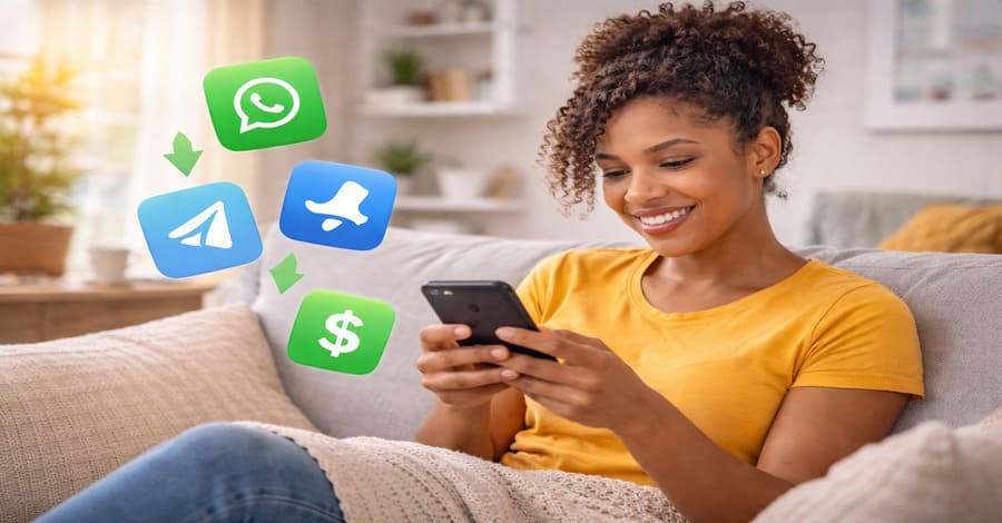 trabalhar em casa pelo celular com aplicativos de chamadas gringos